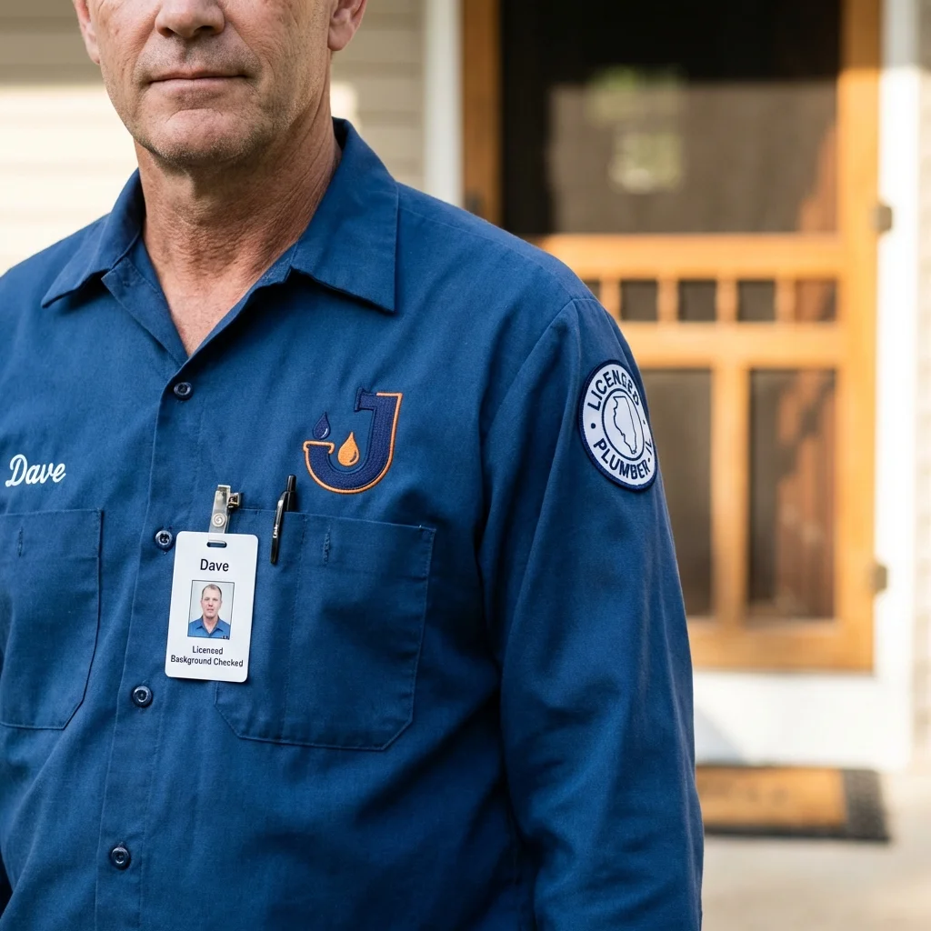 Licensed plumber showing ID badge in Englishtown, NJ