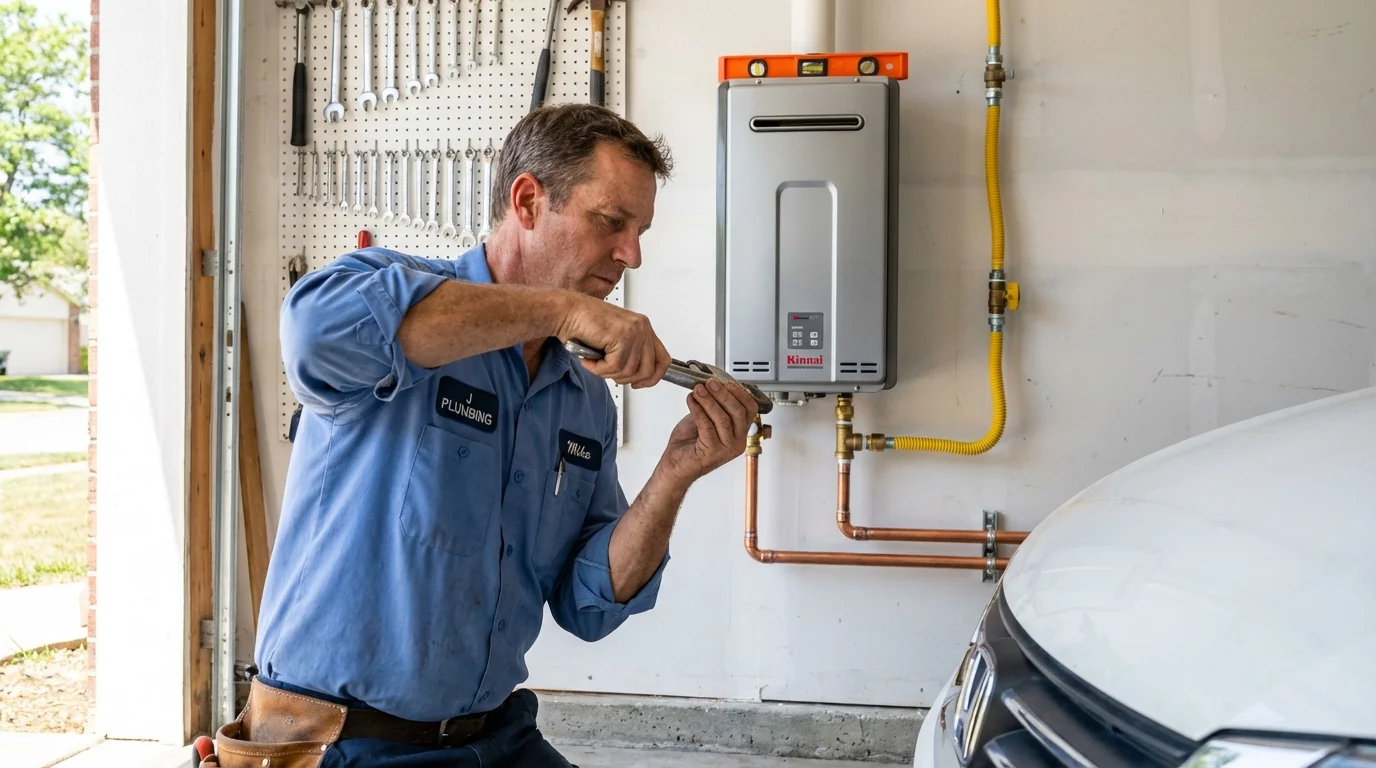 Tankless water heater installation by a Johns Plumbing LLC plumber in Englishtown